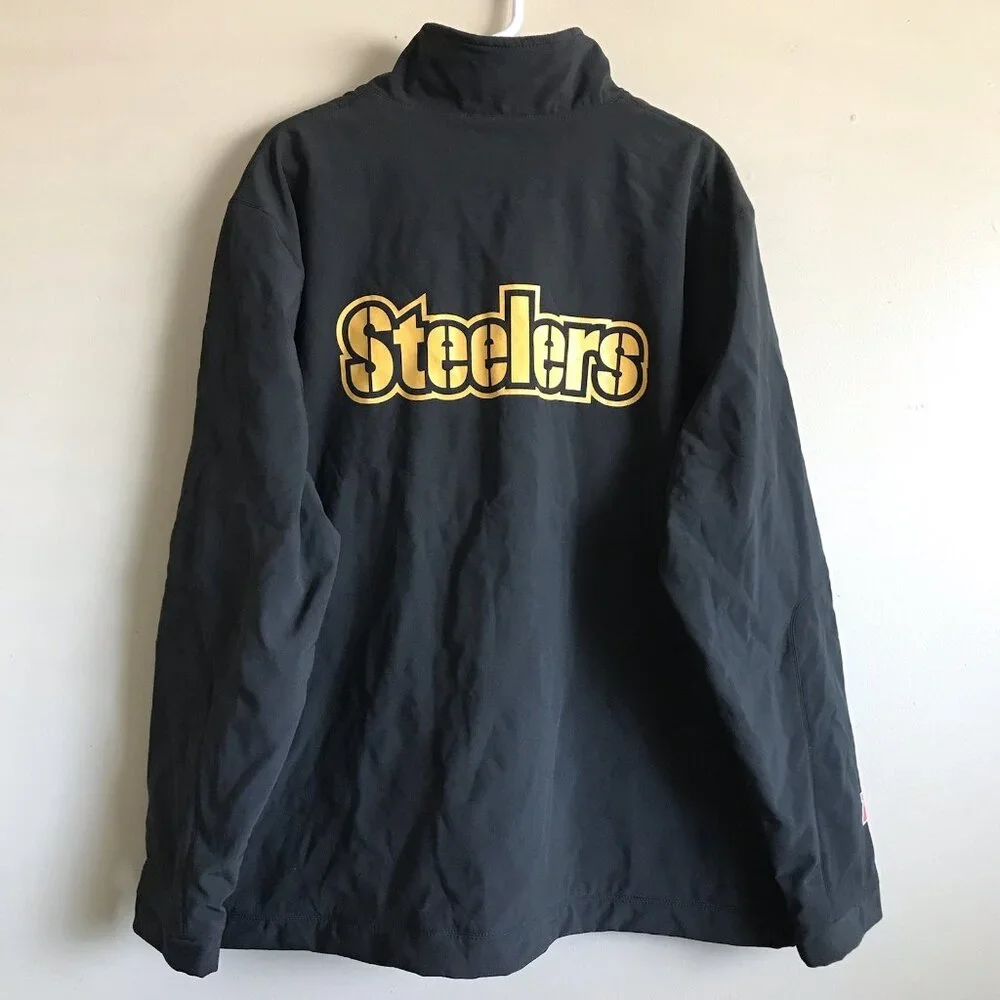 Pittsburgh Steelers Soft Shell Jacket Fleece Lined‎ Black Gold NFL M Size XXL